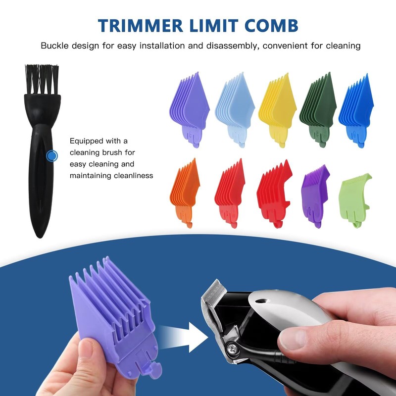 KOGUNXU Hair Clipper Guards Cutting Guides Set with Brush, Color
