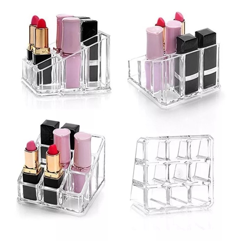 24x7 Organizador De Acrilico 9 Labiales Exhibidor Maquillaje