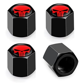 HASTHIP® Tapones de válvula para neumáticos de Coche 4PCS,Tapones vástago aleación Carbono,Resistentes a la corrosión Tapas universales Aire para Rued