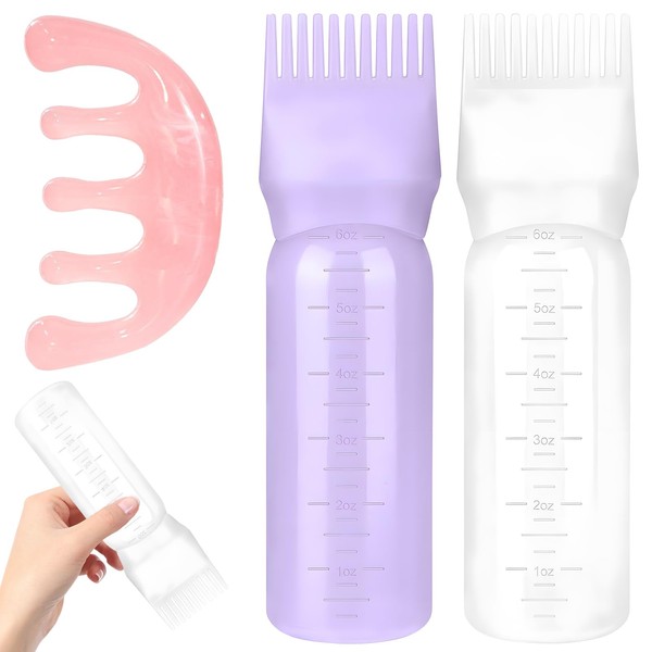 3 Pcs Hair Oil Applicator Bottle for Scalp with Massage