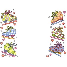 Lil Pickle Girls Ice Skates Blank Notecard Set, Flat Style, 6.5"x4.75", 8 Pack w/Envelopes, Fill-in Style, 8 Pack