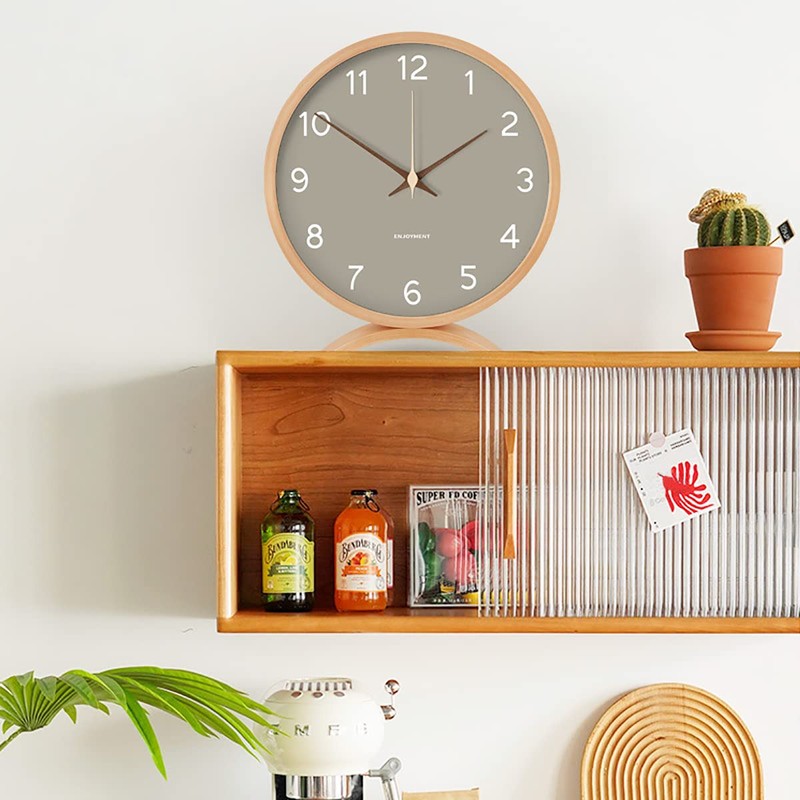 Maxspace Table Clock - 8 Inch Silent Non-Ticking Wooden Timepiece