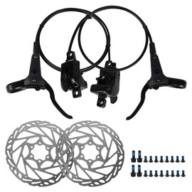 1Pair MTB Hydraulic Brakes Set,Front & Rear Hydraulic Disc Brake Caliper with 160mm Rotor,Left Front 75cm & Right Rear 160cm,Disc thickness 2.3 mm,Dual Piston,for Mountain Bike E-Bike,Road Bike