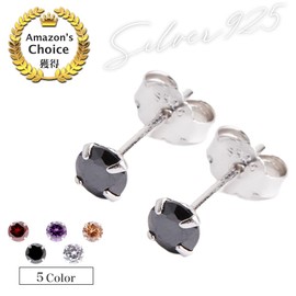 Puente 925 Silver Stud Earrings, Men's, Women's, 20G, CZ Diamond, Binaural, Small, Simple, Silver, Cubic Zirconia