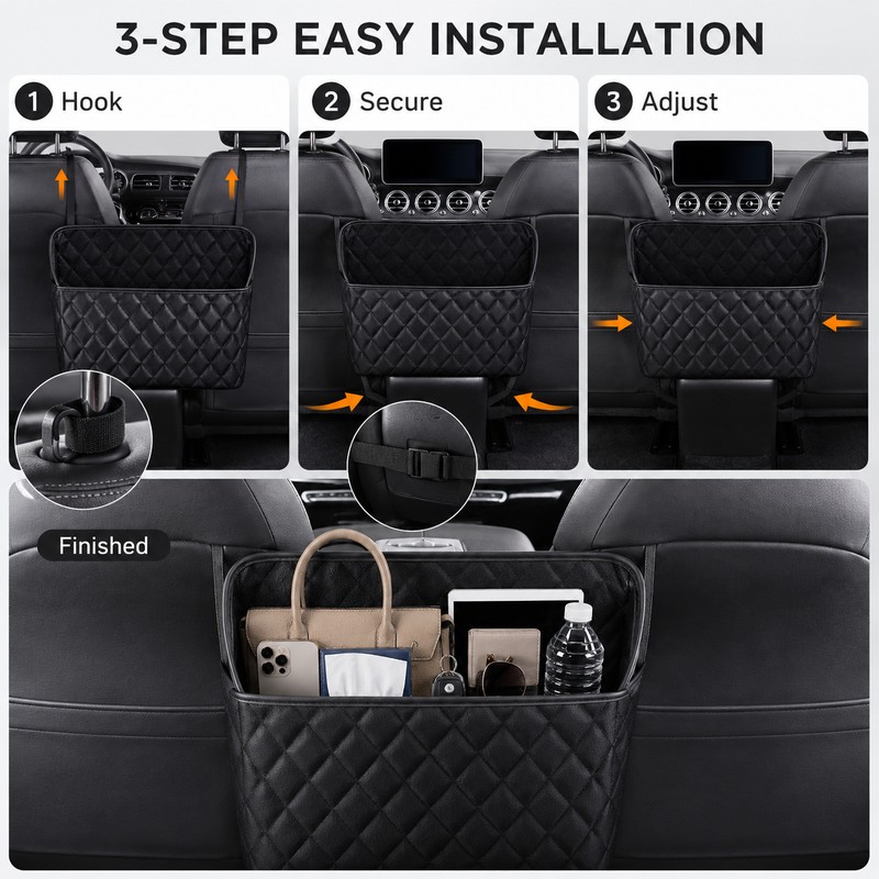 Car Seat Storage Organizer for Front Seats – PU Leather