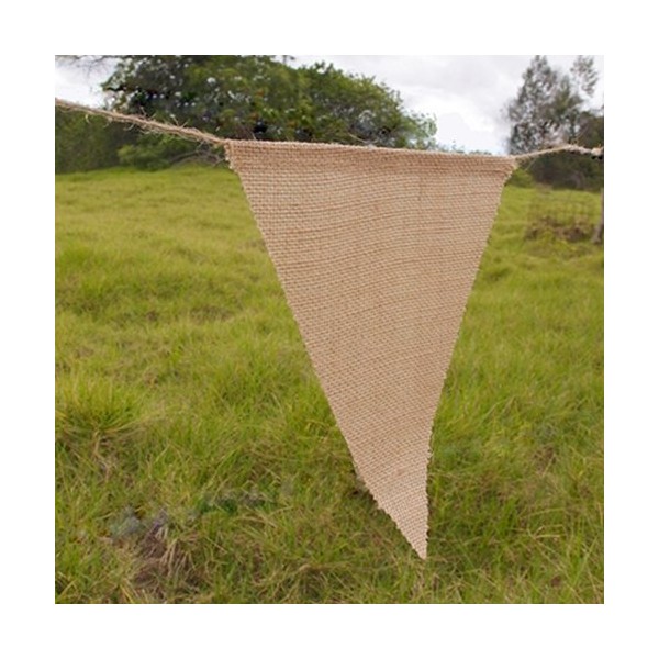 Burlap Banner 12 Triangle 8 x 10 inch pennants, 38 in long, Bunting