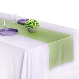 MDS Pack of 15 Wedding 12 x 108 inches Chiffon Table Runner for Wedding, Decorations for Birthday Parties, Banquets, Graduations, Engagements, Runners fit Rectangle, Round Table - Sage Green