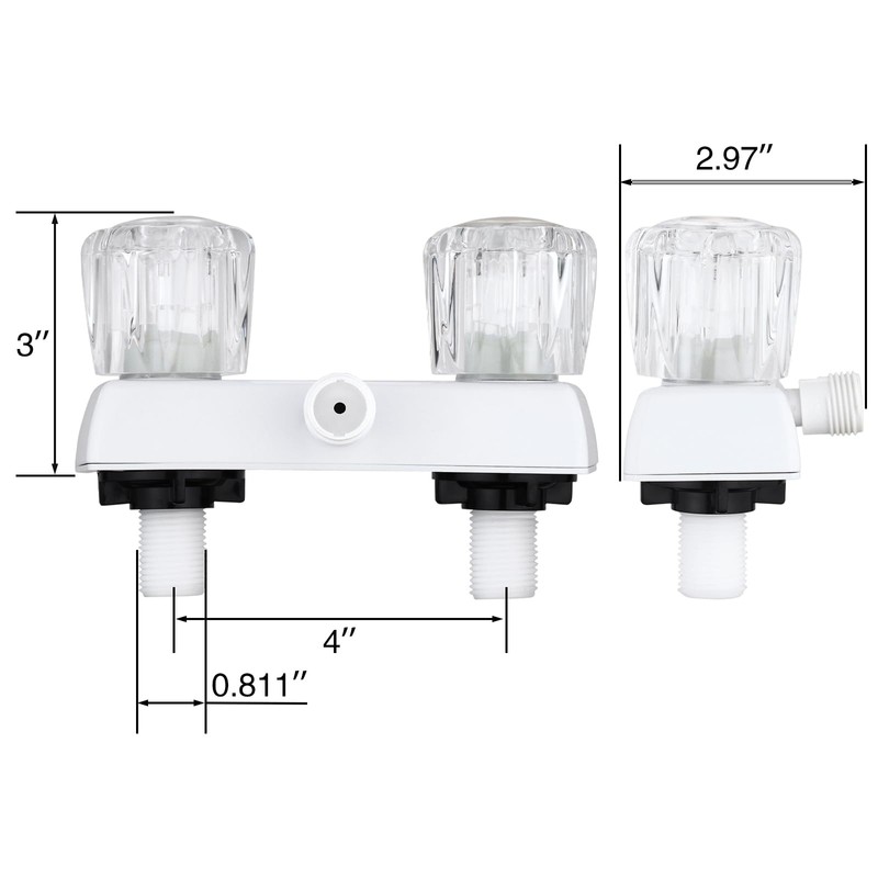 RV Shower Faucet with Shower Head and Hose, 4" ABS