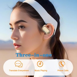 ENGFYADSY AI OWS Language Translator Earbuds Real Time, Supports 144 Languages, Earphone 3-in-1 Accents，Headphones Language Earbud Translators Bluetooth & APP for Travel, Business, and Learning（Skin）