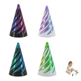 4 Pairs Spiral Cone Fidget Toys, 3D-Printed Sensory Stress Relief Pyramid Fidget Toys, 6.4CM Conical Hand Spinners for Office, School, Home Use - Anxiety Relief & Focus Enhancement Tool