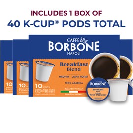 Caffe Borbone Breakfast Blend Coffee (40 Count) – Medium Light Roast, 100% Arabica, Roasted in Naples with Notes of Chestnut and Caramel – Single Serve Coffee Pods Compatible with K-Cup Brewers