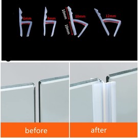 Zjclx Frameless Soft Shower Door Sweep Seal Drip Rail, Glass Shower Silicone Door Seal Strip,Weatherproof Silicone Seal Fit for Glass (H Type, 8mm (5/16"))
