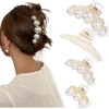 Triko 4 Pinzas para el Cabello Grandes con Perlas, Pinzas
