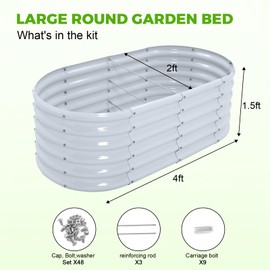 Land Guard 18“ Tall 4×2ft Galvanized Raised Garden Bed Kit, Galvanized Planter Garden Boxes Outdoor, Oval Large Metal Raised Garden Bed for Vegetables……… (Modern Gray, 4×2×1.5ft)