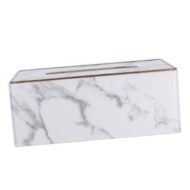 WOONEKY Luxury Marble Pattern Tissue Holder Modern Napkin Organizer for Home Office Bathroom Decor Compact Elegant Design Easy Access Tissue Case with Non Woven Artificial Leather