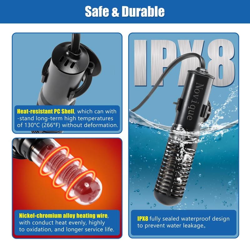 Novique 25W Mini Aquarium Heater Submersible Constant Temperature Fish Tank