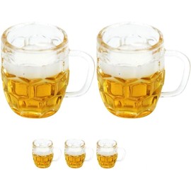 5Pcs Mini Beer Cups, Realistic Resin Dollhouse Barware for DIY Miniature Crafts, Miniature Beer Mugs Compatible with 1:12 Scale Dollhouses