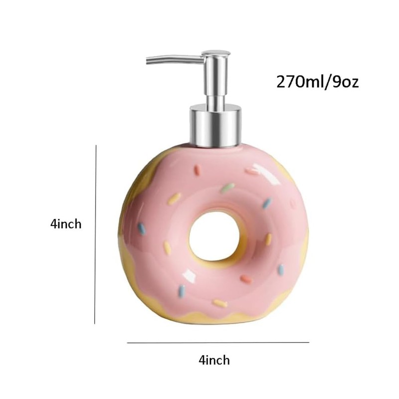 123Arts Doughnut Soap Dispenser Lotion Bottle Ceramic Liquid Dispenser for
