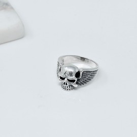 Treasure Bay Biker Skull Polished Ring New .925 Sterling Silver Band (P)