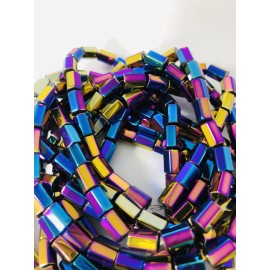 Unbranded 150 Rainbow Hematite Hexagonal Cylinder Shaped spacer beads 8mm X 5mm hole-1mm