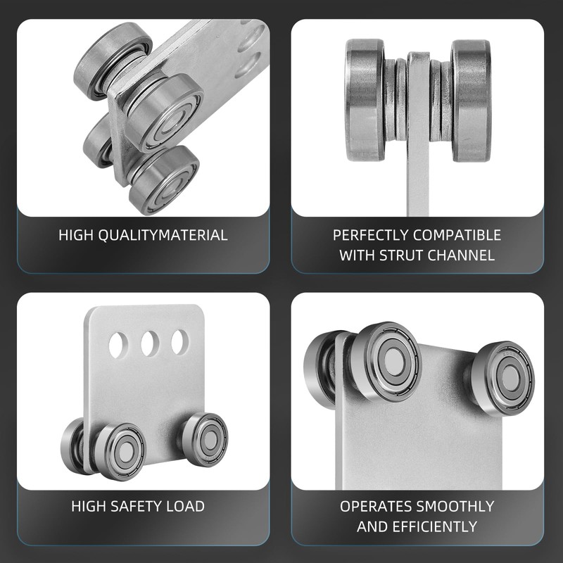 2Pcs 4 Wheel Trolley Assembly Rollers Four Bearing Trolley Assembly