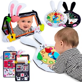teytoy Tummy Time Mirror for Babies 0-6 Months, Black and White High Contrast Baby Toys Brain Development, Sensory Baby Mirror Tummy Time Toys for Newborn Infant 0 3 6 Months Gifts