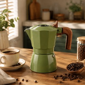Double-valve Moka Pot Aluminum Coffee Kettle for Home Brewing – Double Valve Design for Rich Italian Style Coffee Experience