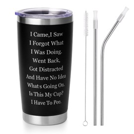 Grexenta Funny Tumblers 20 oz Tumbler with Lid and Straw I Came I Saw I Forgot What I was Doing Tumbler, Funny New Job or Leaving Coworker Gift for Colleagues Friends Women Men (Black)