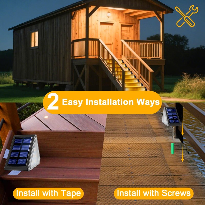 CREATESTAR Solar Stair Light for Outdoors, Pack of 6, 3000