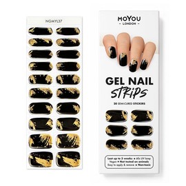 MOYOU LONDON Semi Cured Gel Nail Strips Marble 20 Pcs. UV Gel Nail Wraps for Salon-Quality Manicure, Easy to Apply, Trim, & Remove
