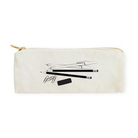 The Cotton & Canvas Co. Pen and Pencil Graphic Small Cosmetic Case and Travel Pouch for Office and On The Go