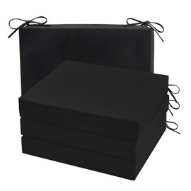 cozyide Outdoor Chair Cushions, Waterproof Patio Seat Cushions with Adjustable Straps, Square Corner Patio Chair Cushions for Garden, Black, 18.5x16x3 Inch (Pack of 4)