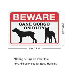 Beware Cane Corso On Duty Sign For Business 8"X12" Rust Free Aluminum Uv Printed,4 Pre-Drilled Holes.Durable/Weatherproof