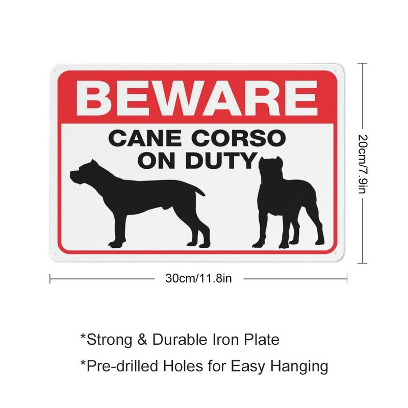 Beware Cane Corso On Duty Sign For Business 8"X12" Rust