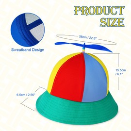 Aomig Propeller Hat, Colourful Propeller Hat, Helicopter Hat, Propeller Cap, Helicopter Cap, Fisherman Hat, Party Hat for Adults, Cotton