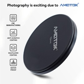 AMOTOK 72mm Metal Lens Filter Caps,Compatible All 72mm Camera Lens FiltersFilter Accessory(UV,CPL,ND,Threaded Lens),Ultra Precision CNC Machine Tools Produce.