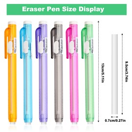 Set of 6 Eraser Pens, Retractable Eraser Set, Eraser Pen, Refillable Eraser for Children, Eraser for Students for Writing Artists for Drawing, 6 Colours