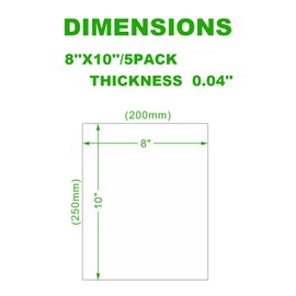 Acrylic/Organic Glass Boards, Not PET Film,5-Pack,8" x 10"1mm Thick Scratch Resistant, for Printing, Photo Frames, DIY Projects…