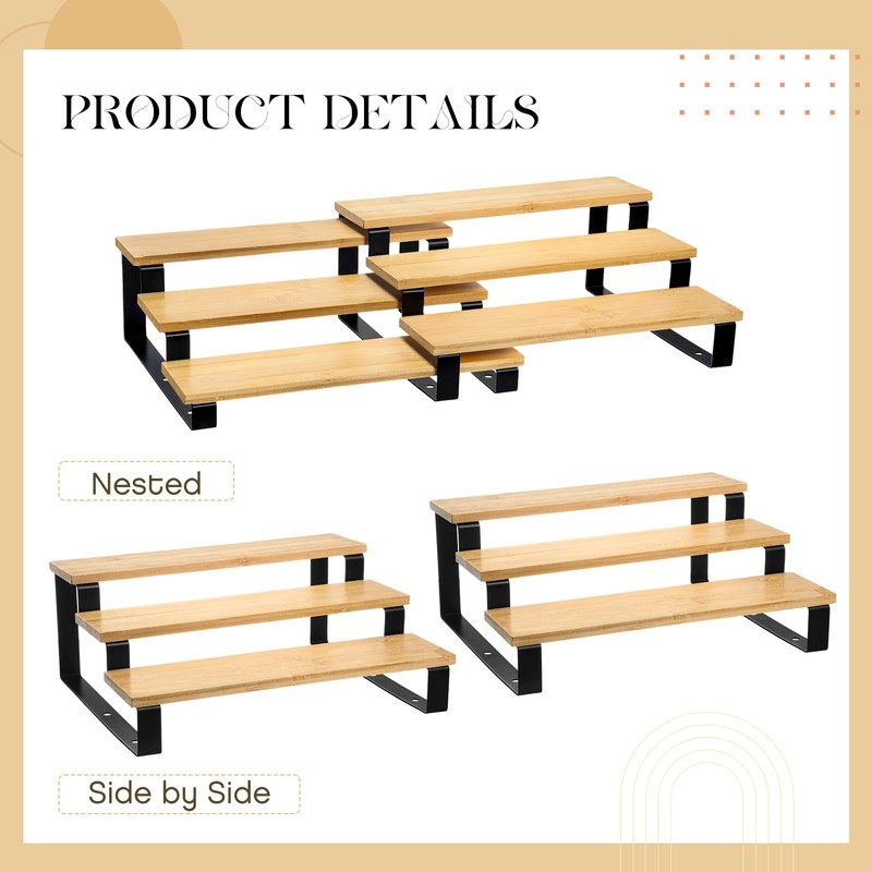 Marsui 4 Pcs Cabinet Organizer Display Risers, 3-Tier Cupcake Stand
