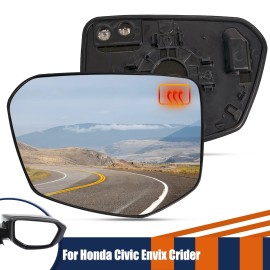 Unbranded Glass For Honda Civic 2015- 2021 Left Replacement Wing Mirror Heated Wide Angle