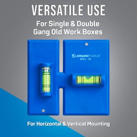 Jonard Tools WTL-12, Wall Box Template and Level for Old Work Electrical Boxes,Blue