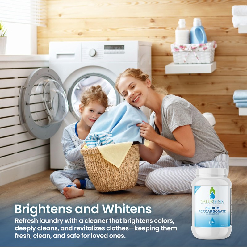 Naturgenix Sodium Percarbonate Powder 99% Purity - Oxygen Bleach, Hydrogen