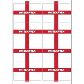 Whitehaven England Flag Rectangular Matt Paper Stickers A4 Sheet of 8 (Each Sticker is 99mm x 68mm)