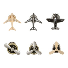 yueton 6 piezas Broche de avión con pedrería Broche de avión de moda Pin de solapa de avión Broche de aviador Pin de broche para chaqueta Joyería Accesorios para mujer y hombre