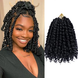8 Packs Passion Twist Hair 10 Inch Pre-twisted Passion Twist Crochet Hair Pre-looped Crochet Braids Hair for Women Passion Twists Braiding Hair Synthetic Hair Extensions (12Strands/Pack; 1#)