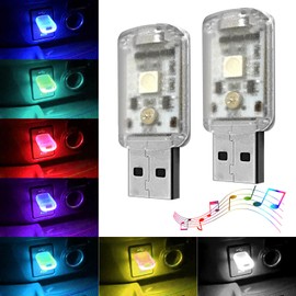 AUTOXBERT 2 Stück Mini USB LED Licht Auto Interieur Neon Atmosphäre, 7 Farben Auto LED Innenbeleuchtung für Auto Laptop Tastatur Home Decor Lesen Schlafen Camping, Plug and Play