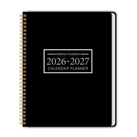 Monthly Planner Jan 2026 - Dec 2027, Monthly Planner for 24 Monthes, 9×11 Inch, Teacher Monthlys, Hard PVC Cover, Spiral Bound, Time Management Calendar, Perfect for School & Office (Black)