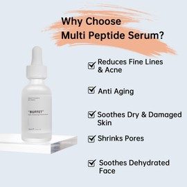 Peptides Serum For Face, 2 PCS Buffet Multi Peptide Face Serum For Anti-aging, Moisturizing Peptide Serum For Fine Lines & Acne.