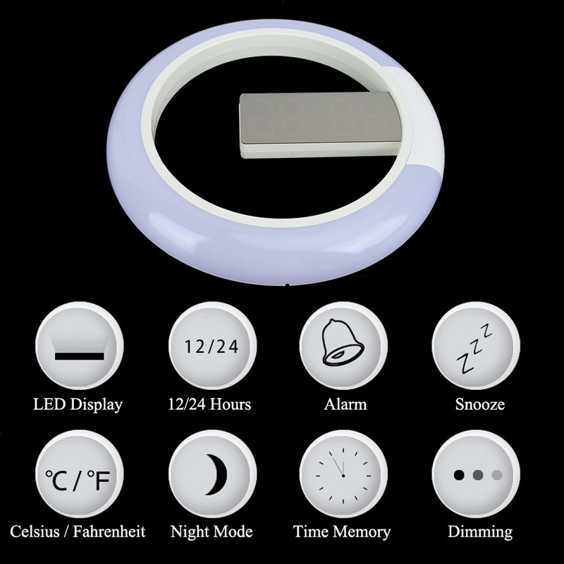 Innovative Modern Style LED Wall Clock Home Decoration with Alarm