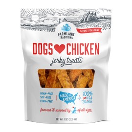 Farmland Traditions Dogs Love Chicken Jerky Dog Treats, Premium Two-Ingredient Dog Jerky with USA-Raised Chicken, 3-Pound Bag